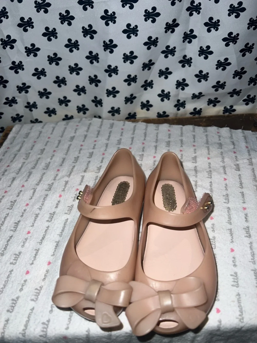 Mini melisaGirls Nude Pink Jelly Mary Jane Flats with Bow